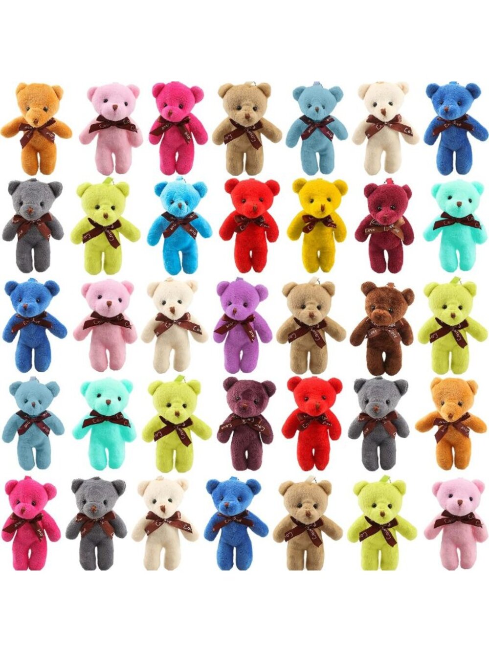 Mini Teddy Bear Plush Toys - 51 Packs Tiny Stuffed Dolls for DIY Keychains